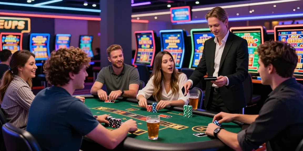 Exciting online casinos that accept credit cards with vibrant gaming atmosphere showing diverse players at modern tables.