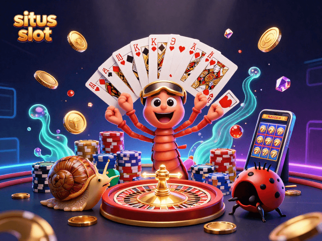 Experience thrilling bets at situs slot with a vibrant 3D casino scene showcasing exciting gameplay.