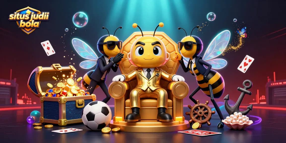 Engage in sports betting with situs judi bola featuring a dynamic 3D bumblebee mob boss scene.