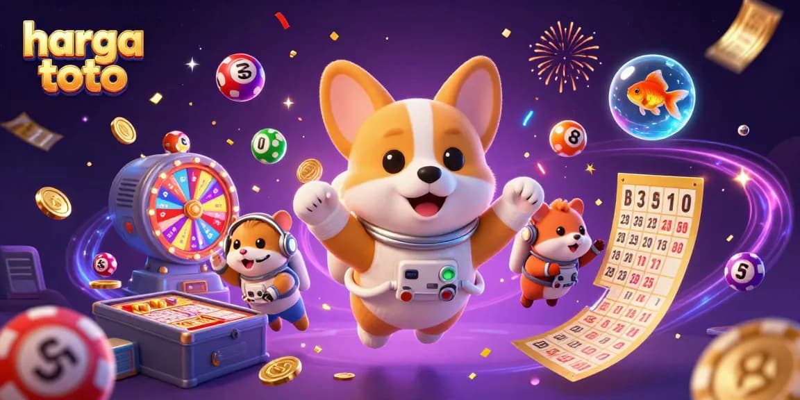 Experience thrilling gameplay with harga toto as lottery balls and a mission-control hamster engage in a vibrant casino scene.