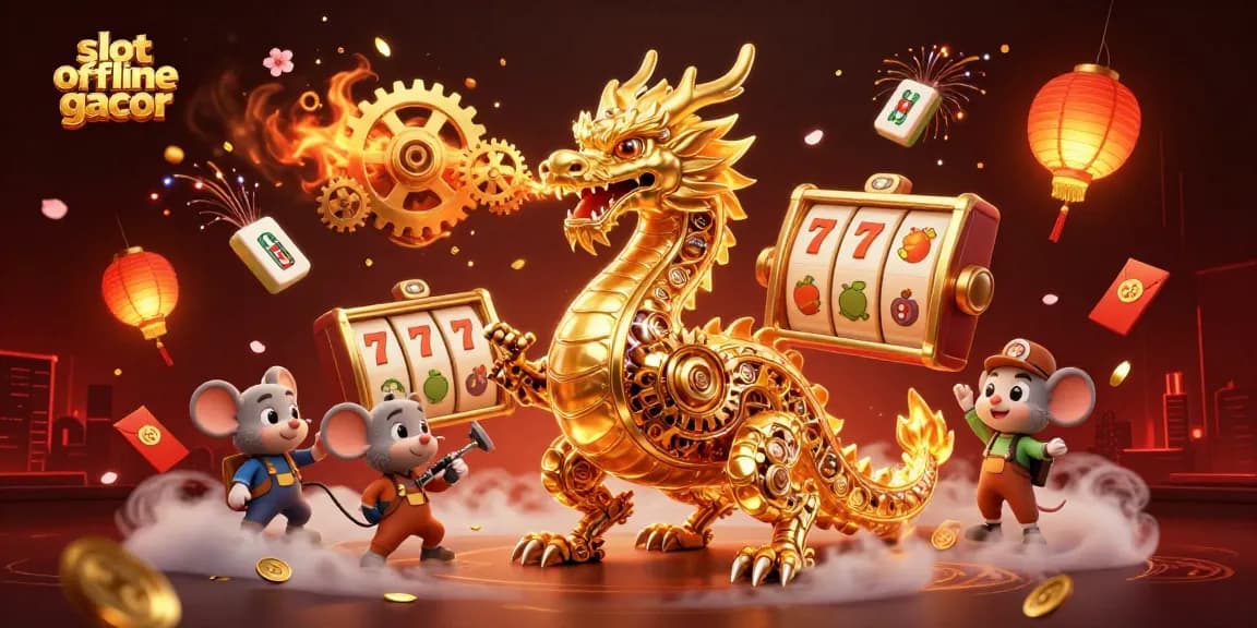 Permainan slot offline gacor dengan tampilan canggih dan karakter unik dalam ilustrasi 3D.