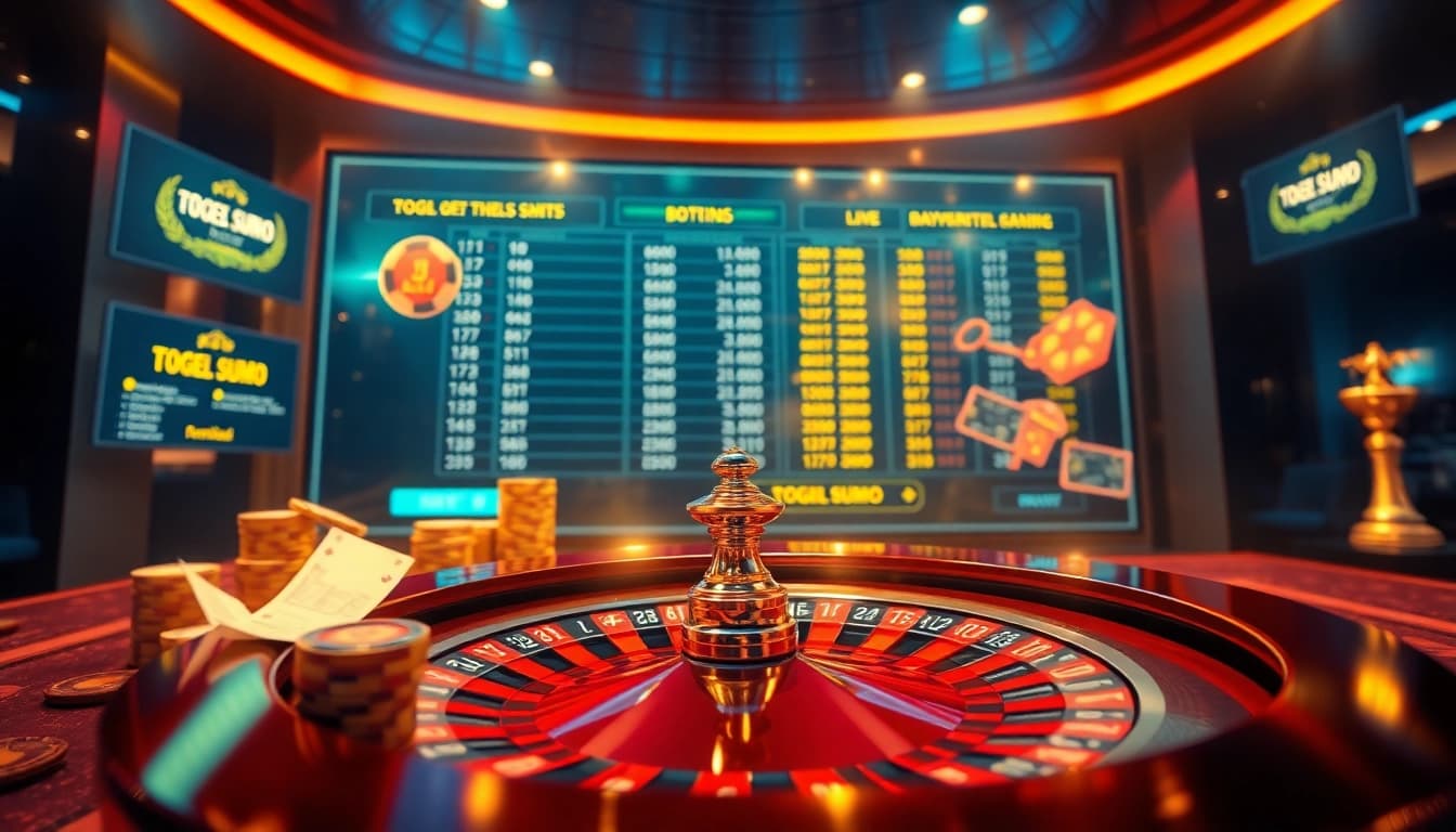 Adegan taruhan Togel Sumo online yang menarik, menonjolkan kegembiraan kasino dan elemen permainan yang hidup