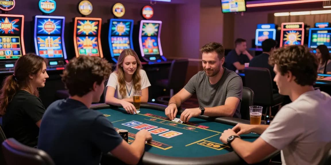 Players at a vibrant online casino engaging with dealers at casinos that accept credit cards, showcasing excitement and diversity.