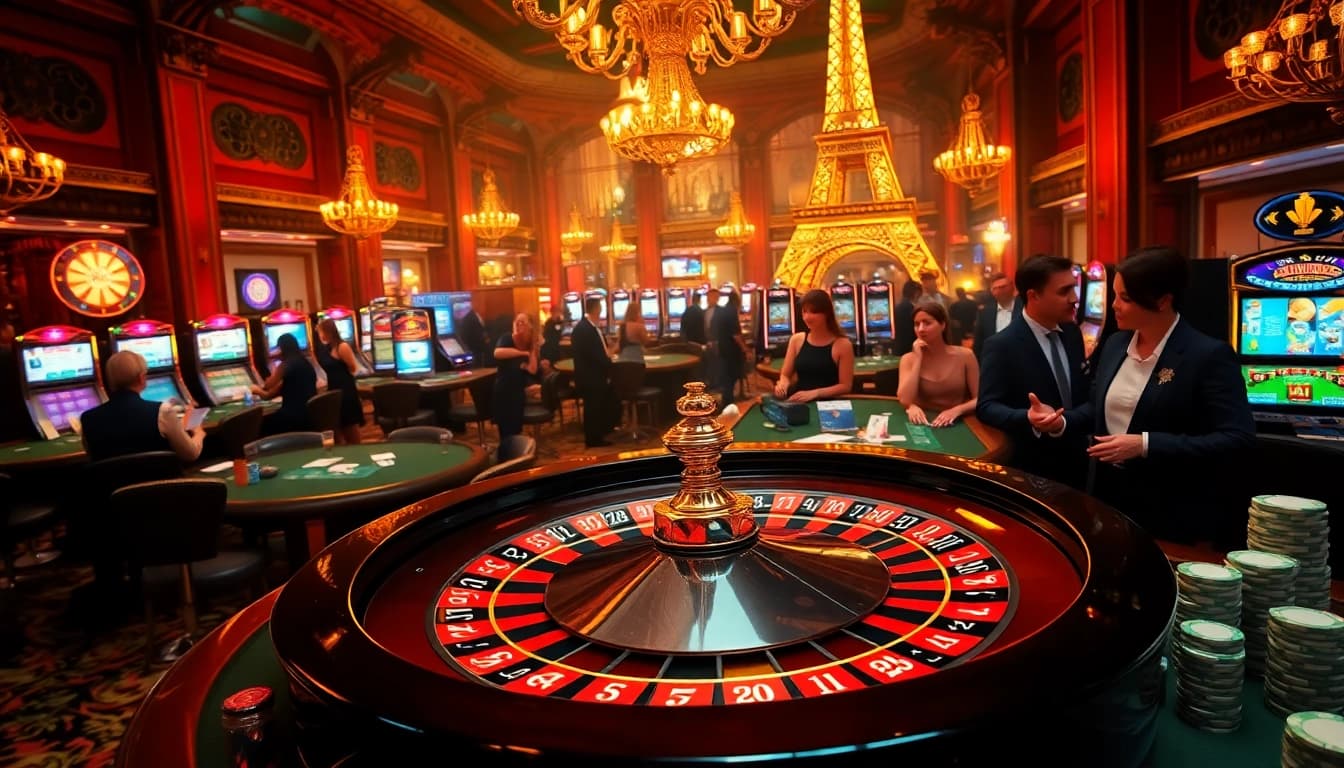 Découvrez des jeux palpitants dans un casino en ligne argent réel France avec des jetons de poker et des roues de roulette.