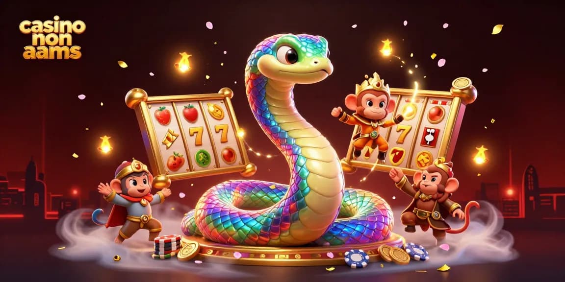 Partecipa a giochi emozionanti nei casinò non AAMS con slot vivaci, il re della scimmia d'oro e elementi colorati.