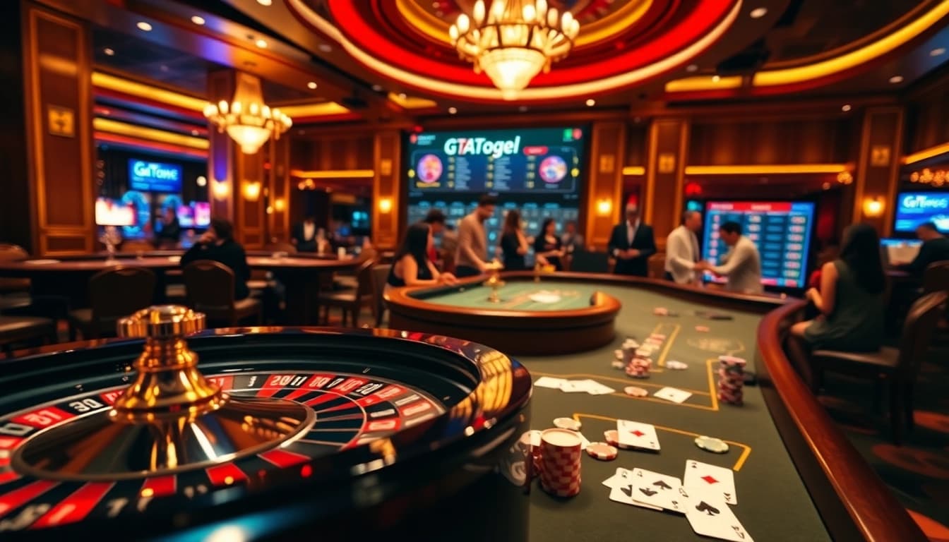 Experience thrilling gameplay at gtatogel with vibrant casino tables and excited players.