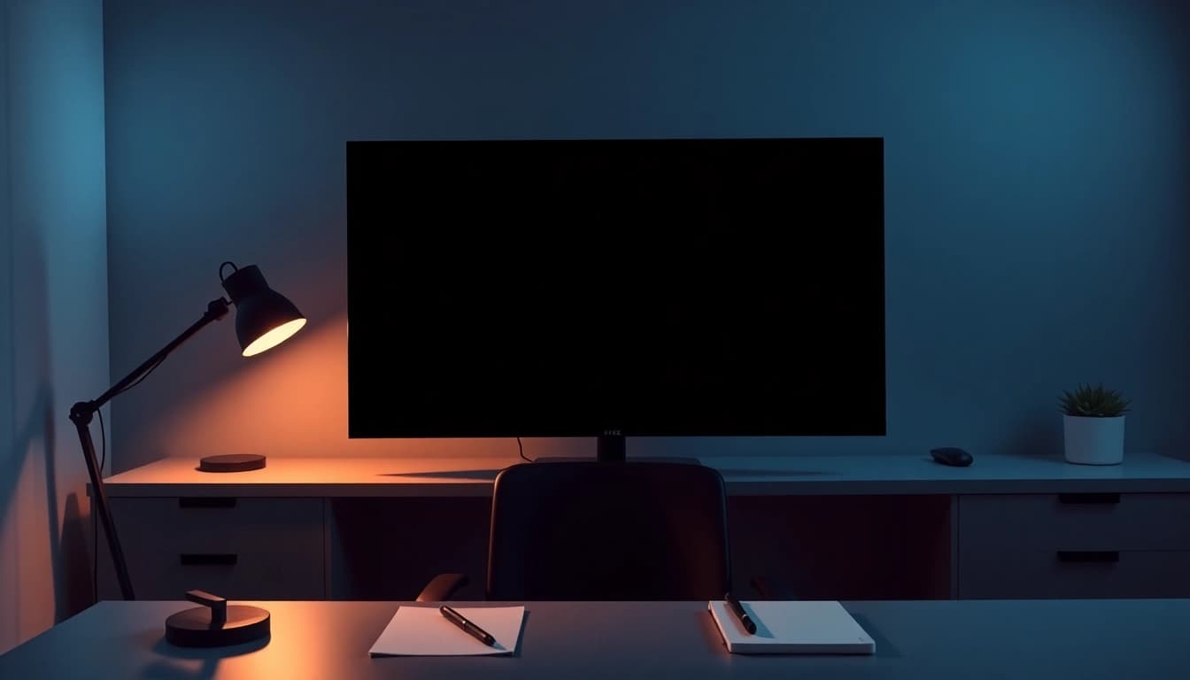 Enhance focus and reduce eye strain with a black screen displayed in a modern workspace.