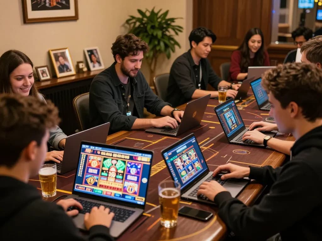 Players engaging in online slots on oli4d while celebrating generous bonuses in a cozy setting.
