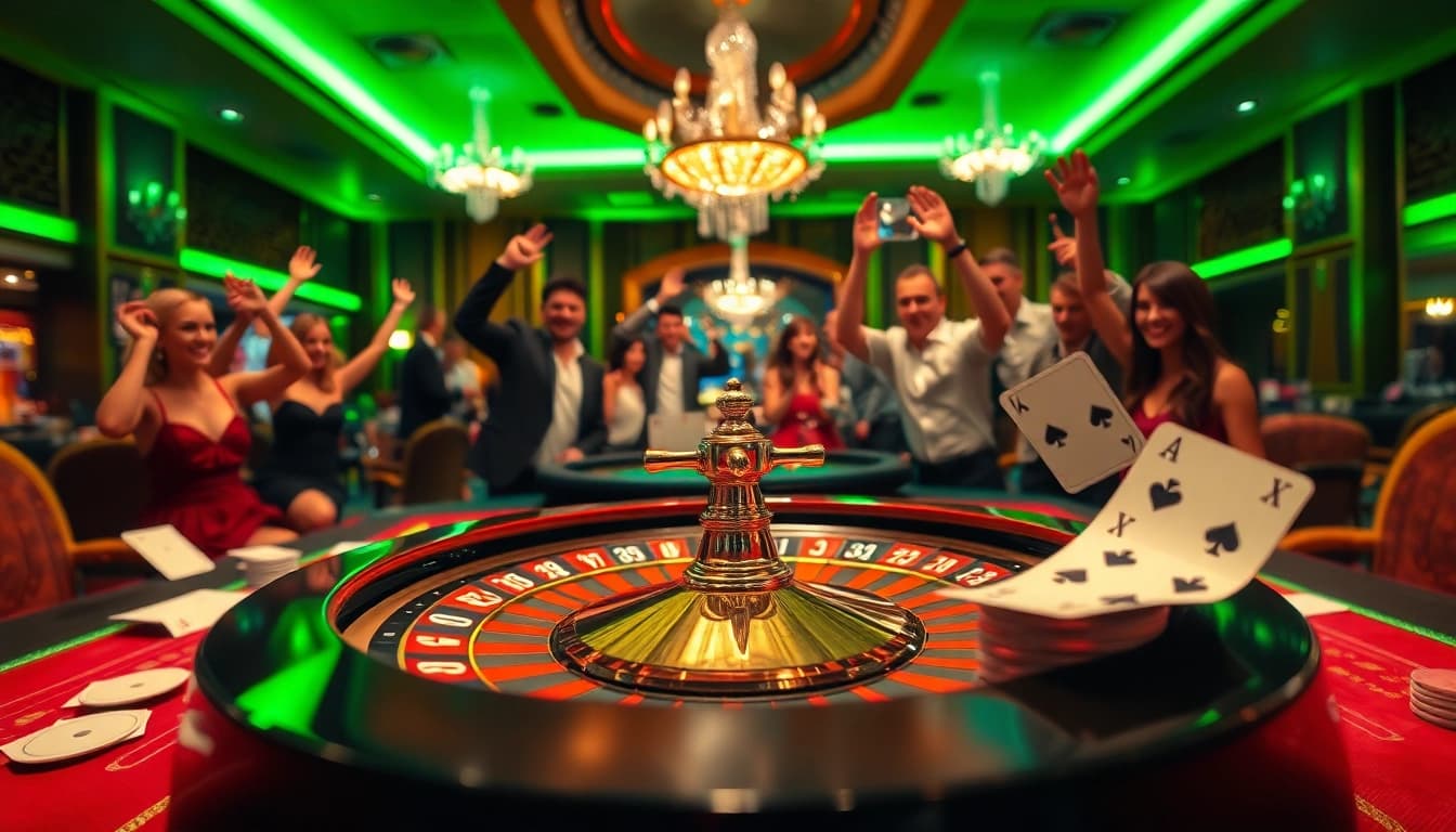 Erleben Sie neue casino bonus ohne einzahlung in einer aufregenden Casino-Umgebung mit glücklichen Spielern.