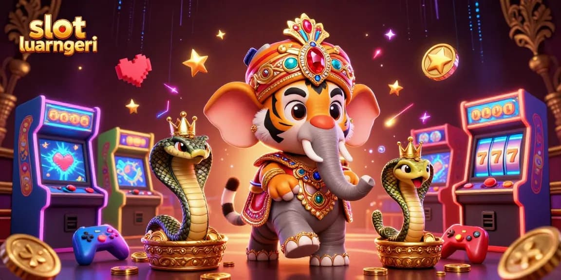 Spin and win with slot luar negeri in a vibrant 3D casino scene featuring colorful game elements.
