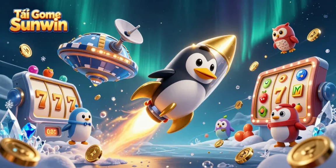 Experience Tải game Sunwin with a dynamic illustration of casino thrills and golden rewards in space.