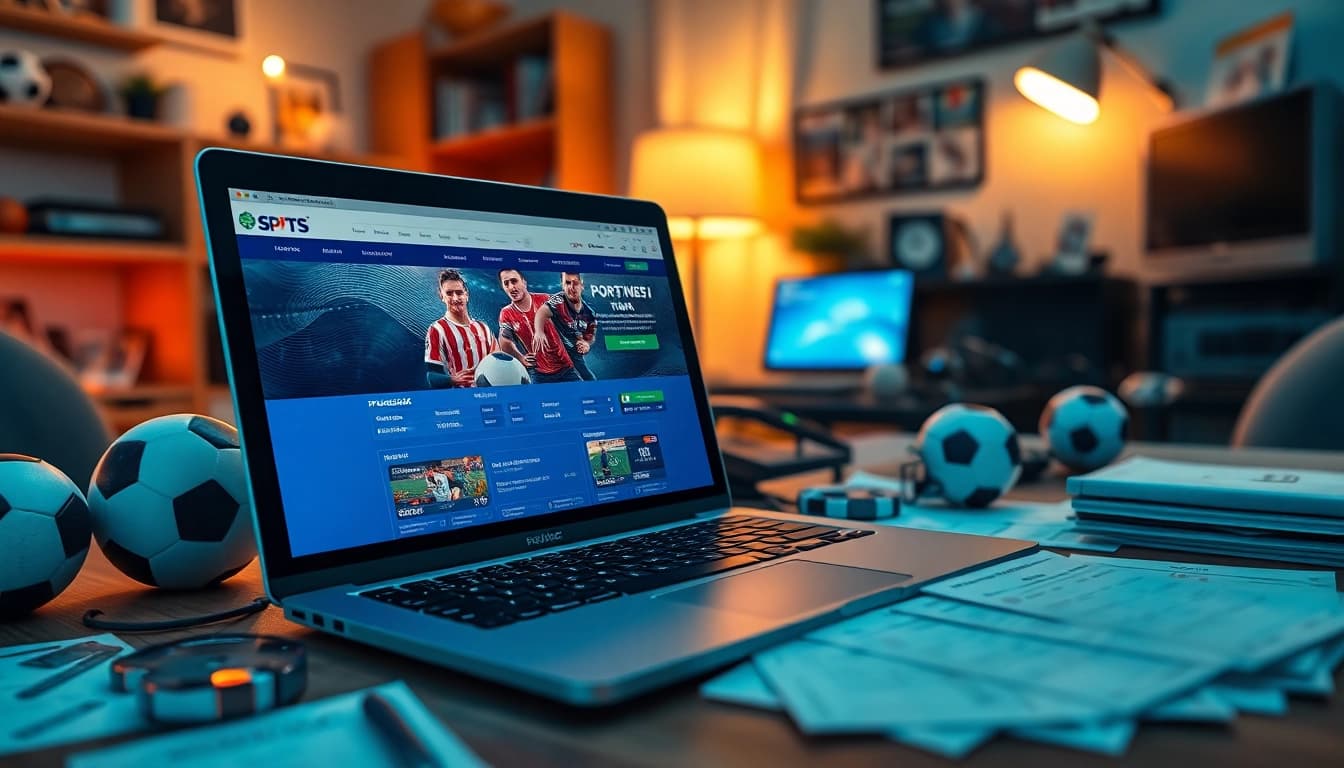 Engaging setup of online sportsbooks South Carolina with betting slips and memorabilia in a cozy office.