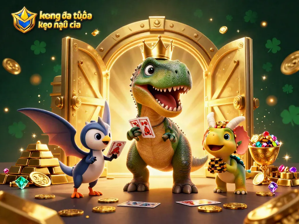 Xem bóng đá trực tuyến kèo nhà cái trong cảnh hoạt hình vui nhộn với T-Rex và bạn bè