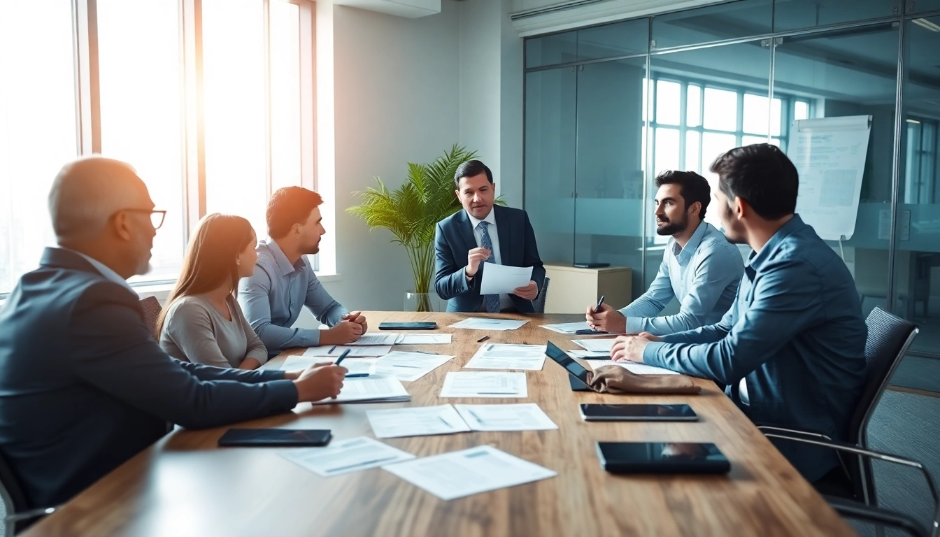 Engaging team discussing FCPA/DCAA/Flowdown/ITAR/EAR compliance strategies in a modern office.