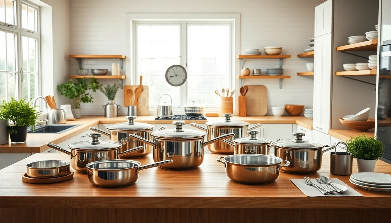Showcase of quality kitchenware Auckland in a bright, modern kitchen setting.