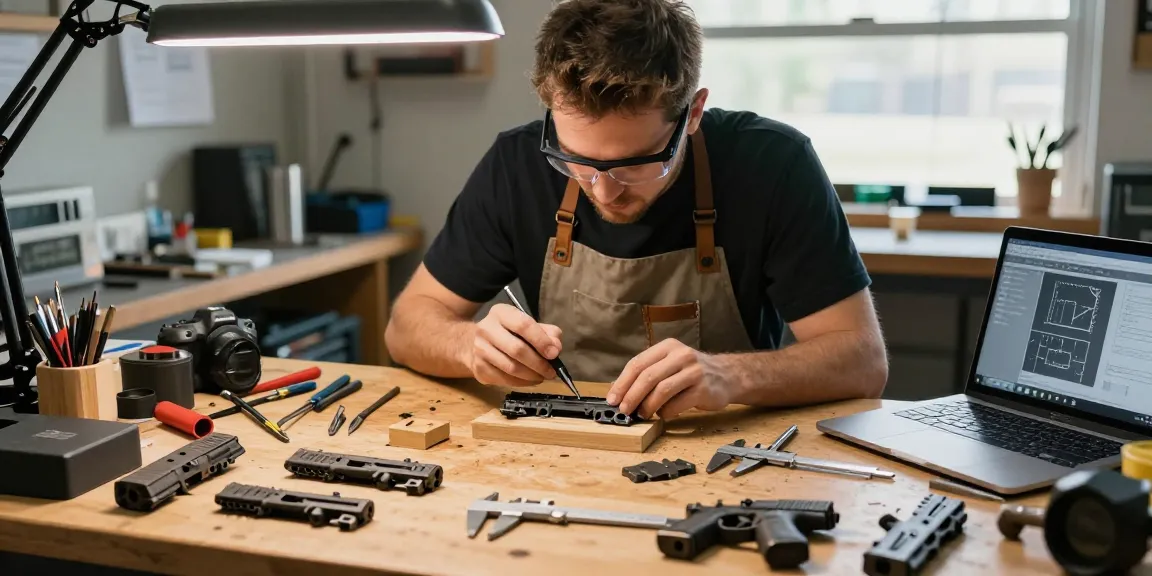 Custom Glock slides at https://precisionglockslides.com workshop, showcasing craftsmanship and precision.