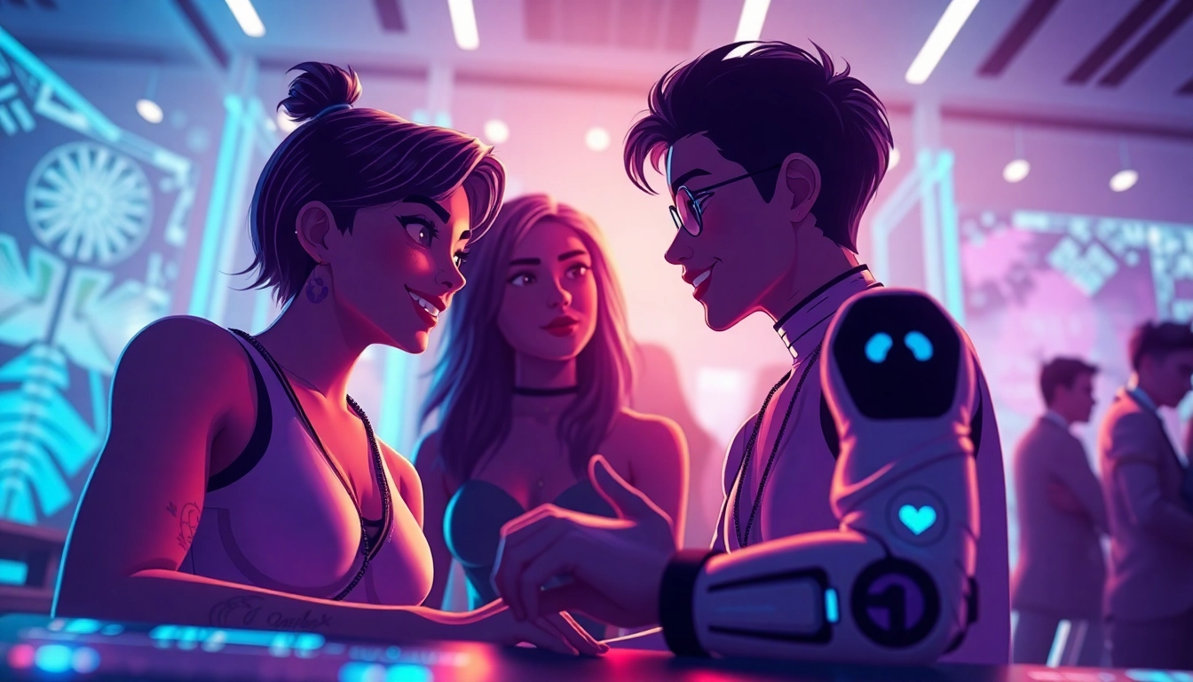 Engaging scene of nsfw character ai avatars in a vibrant digital landscape.