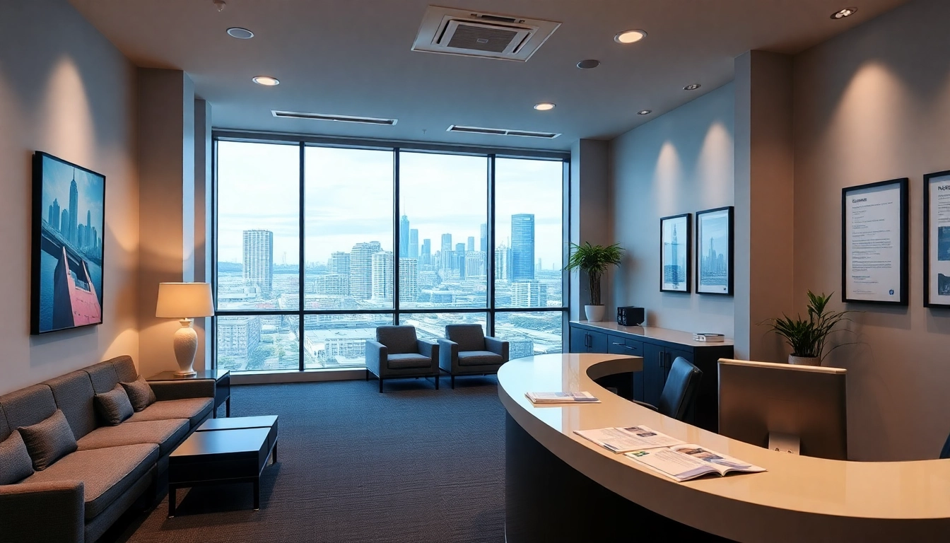 Migration agent in Brisbane welcoming clients in a modern office setting.