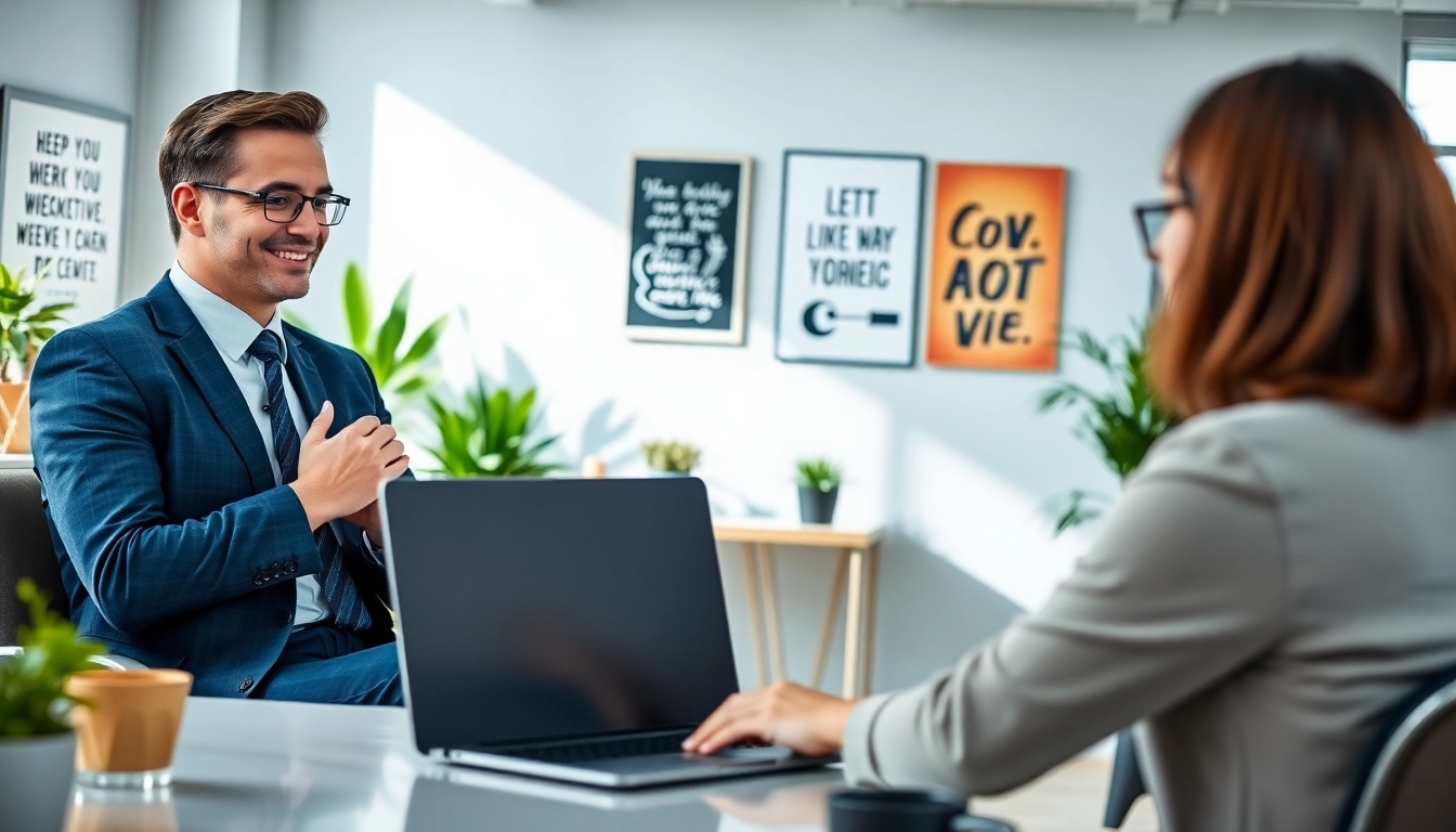 Practice Mock Interviews in a professional setting with a confident candidate and interviewer.