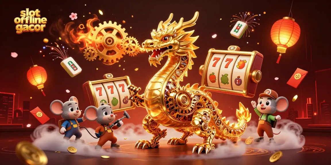 Permainan slot offline gacor dengan tampilan canggih dan karakter unik dalam ilustrasi 3D.