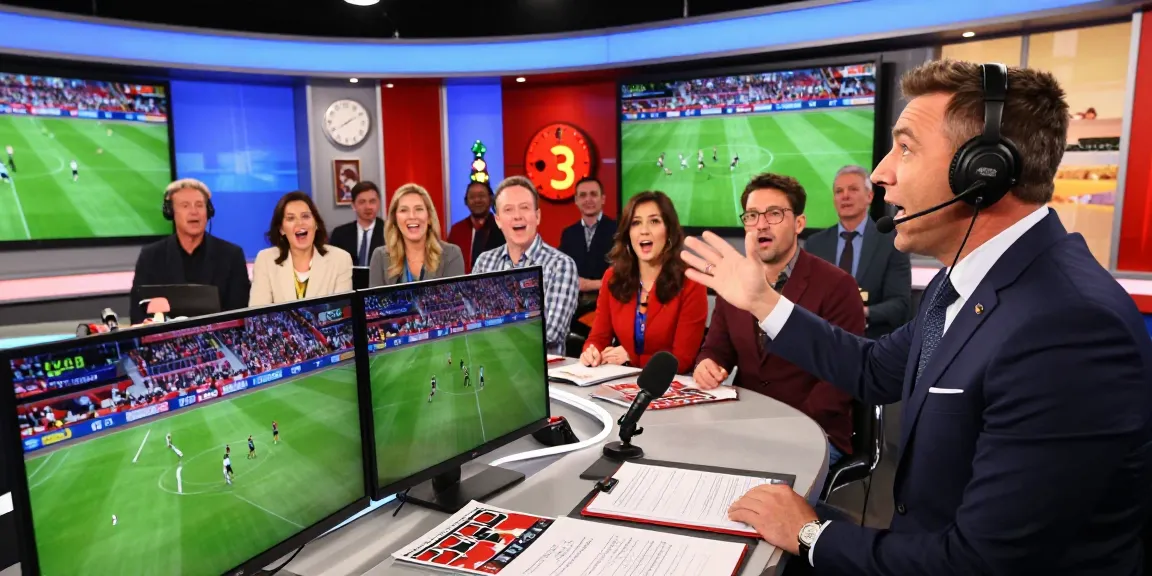 Engaging koora tv sports broadcast scene showcasing lively studio discussion and live match highlights.
