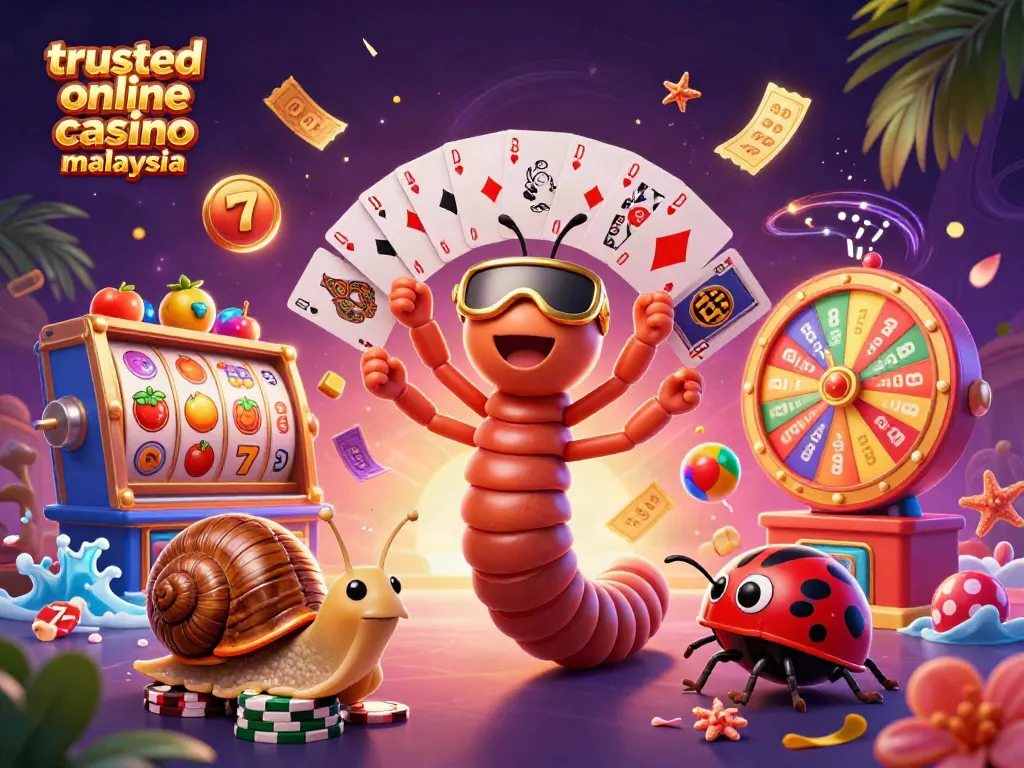 Spin winning slots at a trusted online casino Malaysia with vibrant characters and elements.