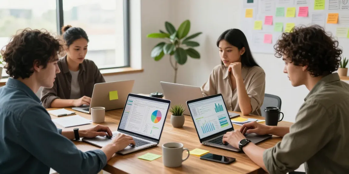 Crush on collaborative digital marketing strategies in a creative workspace.