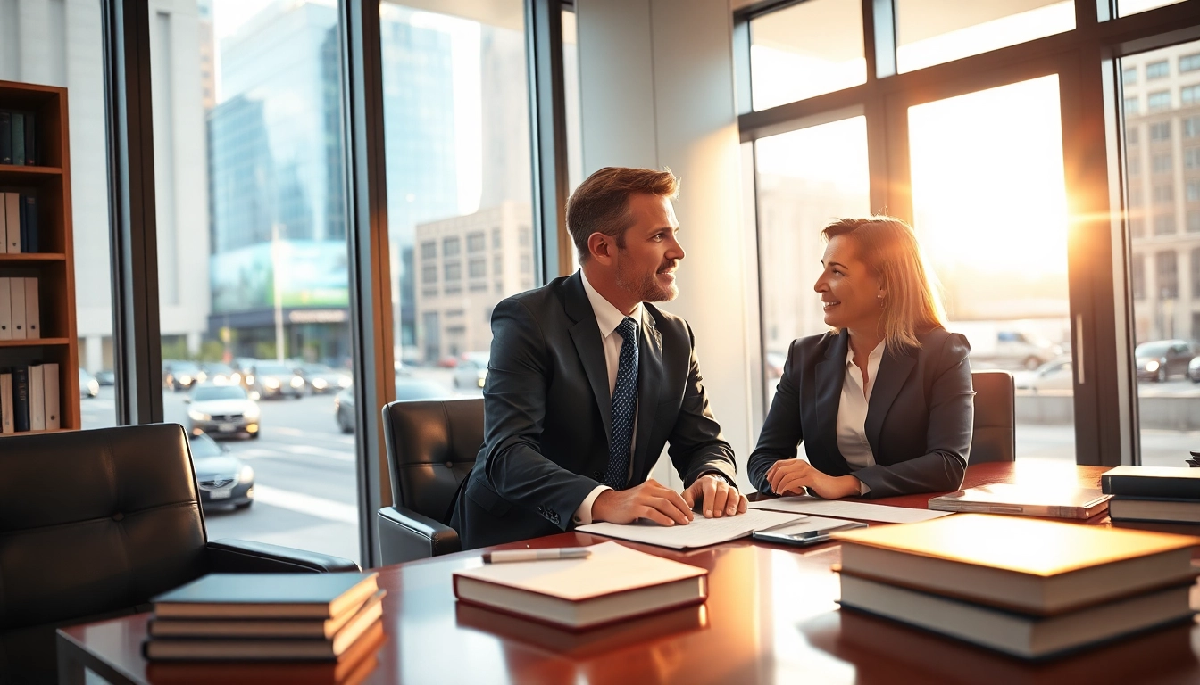 Clearwater truck accident attorney advising a client in a bright, professional office.