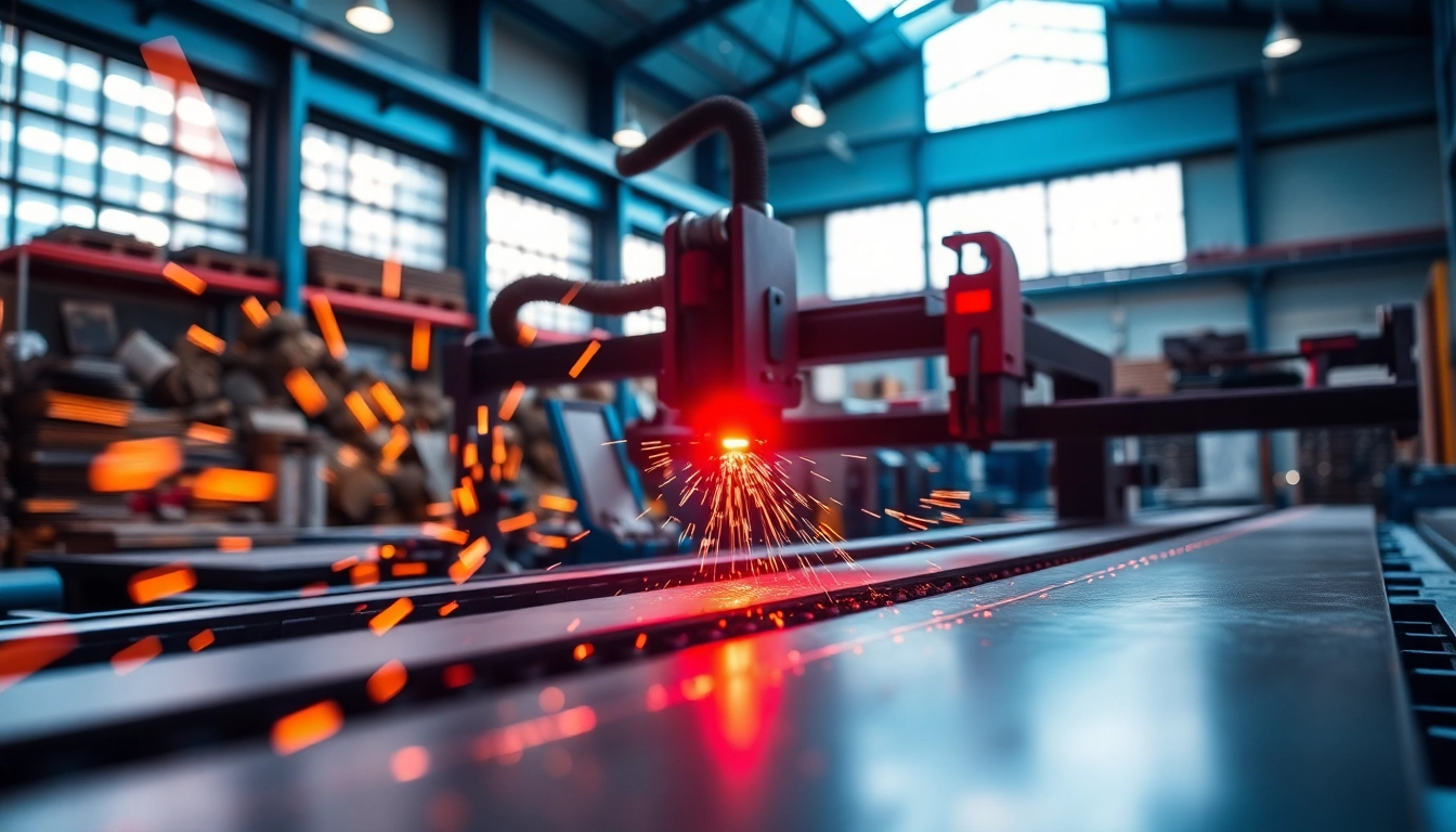 Precision plate cutting machine in action delivering precise cuts and craftsmanship.