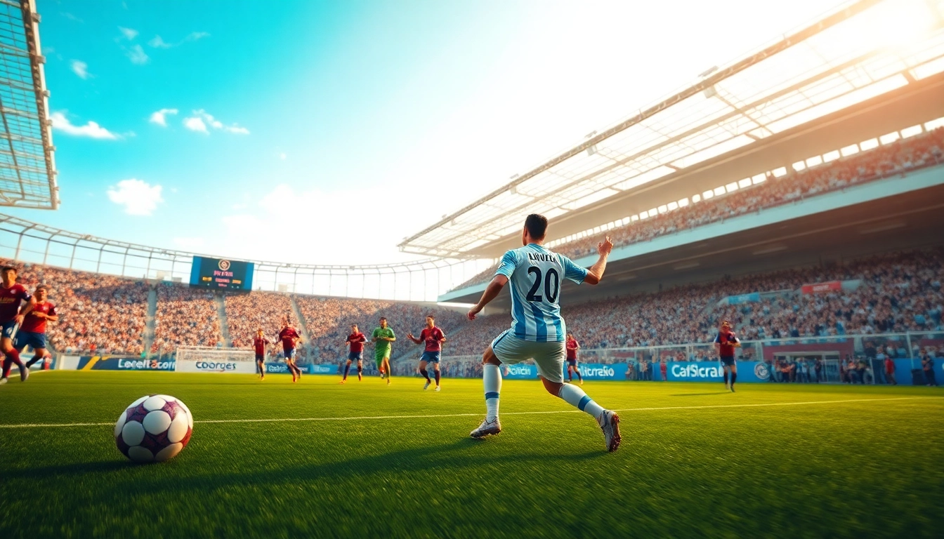 Experience intense soccer action with players competing in ทีเด็ดบอล match.