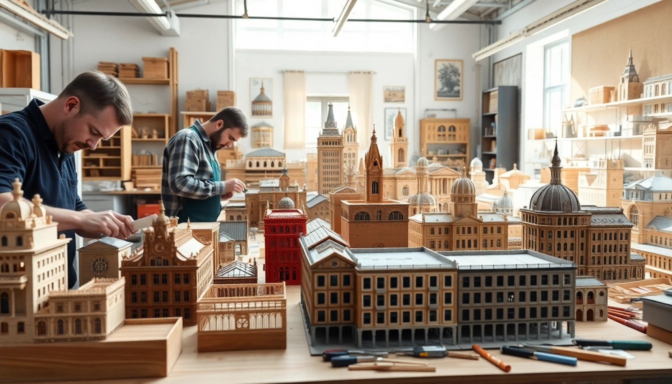 Professioneller architekturmodellbau Saarbrücken mit detailreichen Miniaturstrukturen im Workshop