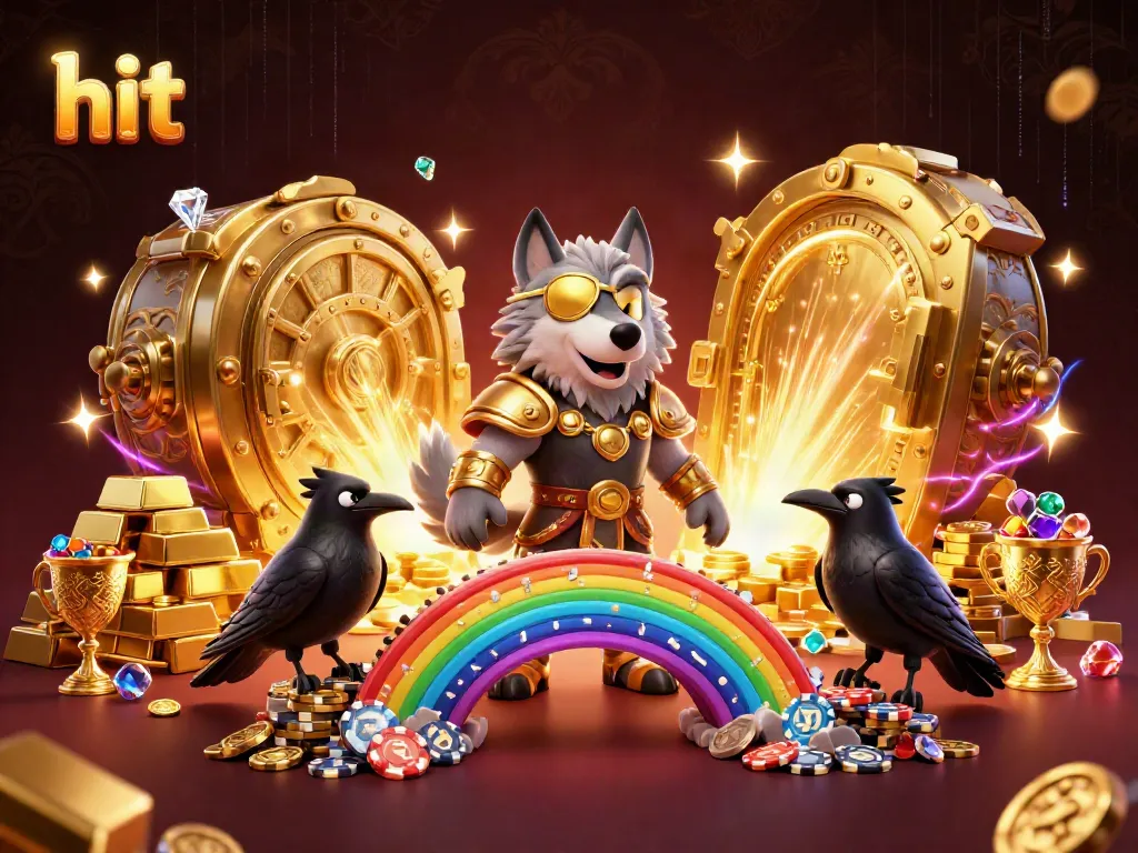 Hit big with Odin and his ravens on a vibrant casino-themed rainbow bridge.