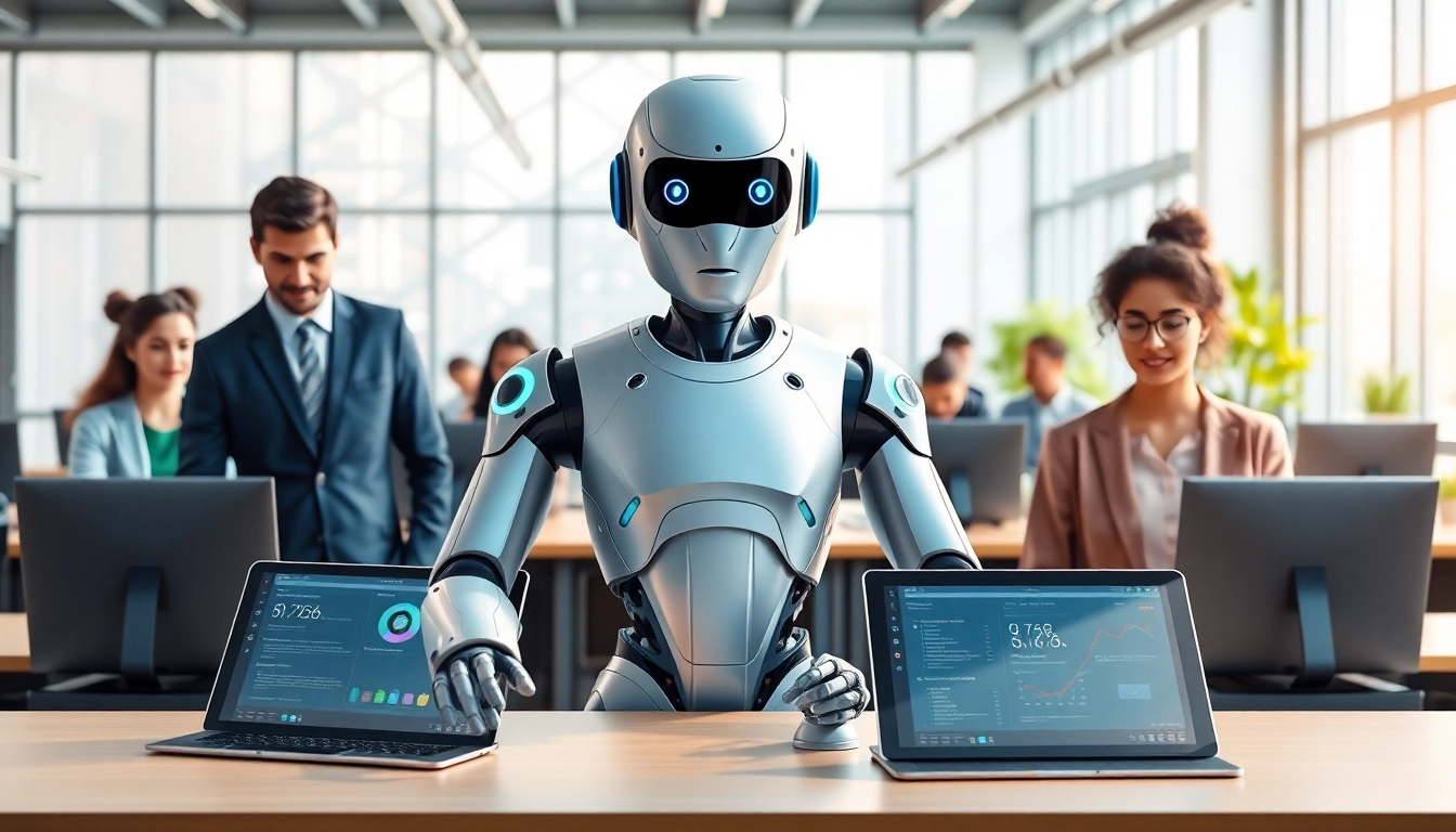 Engaging AI assistant for enterprise teams enhancing collaboration in a modern office environment.