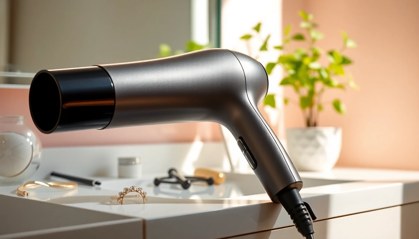 Enhance your styling routine with a high-quality hair dryer for fine hair showcased artistically.
