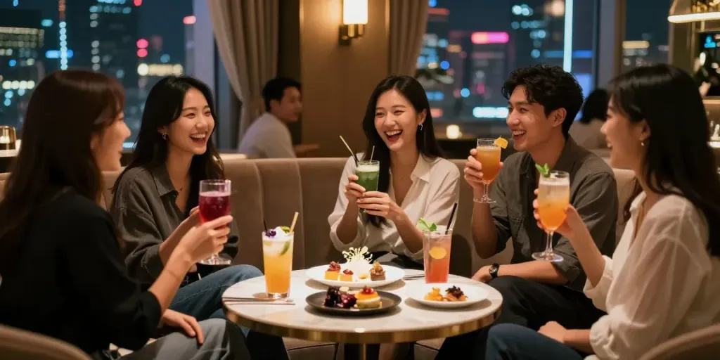 강남구구단 쩜오에서 친구들과 함께 즐기는 우아한 사교의 순간