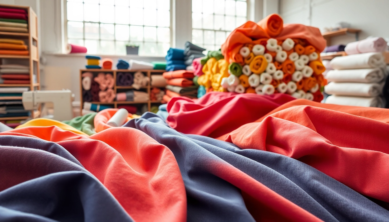 Katoen stoffen met verschillende kleuren en patronen in een textielstudio.