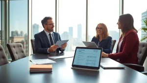 Engaged couple consulting about Life insurance options with a financial advisor.