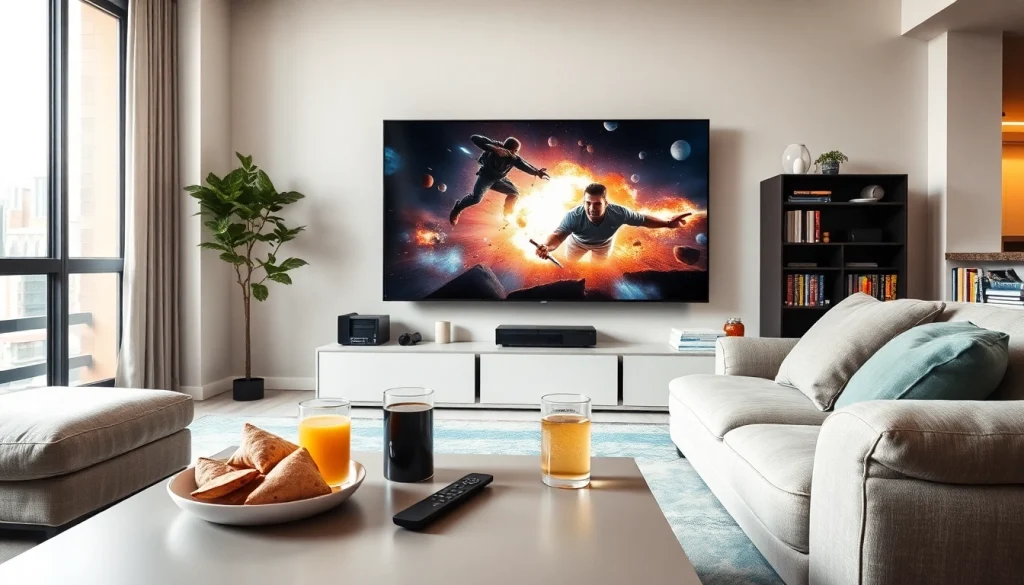 Engaging family movie night with iron tv in a stylish living room setting.