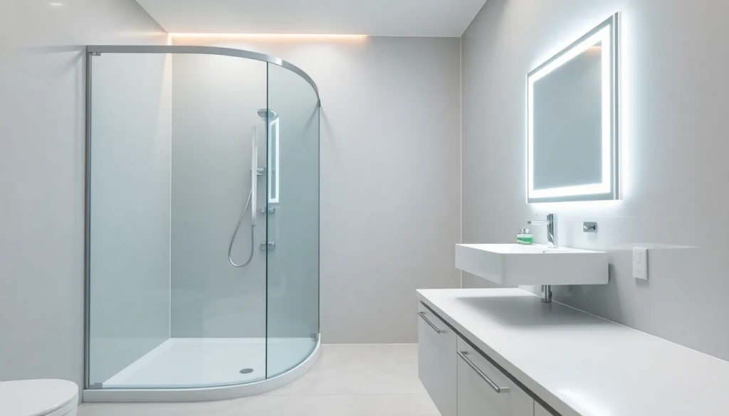 Aménager une salle de bain avec sirhona fr, mettant en valeur une cabine de douche élégante.