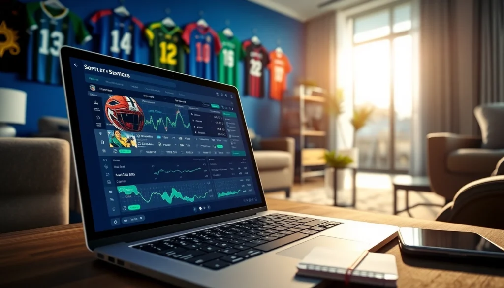 Engaging online sportsbooks India interface showcasing live sports betting options on a sleek laptop.