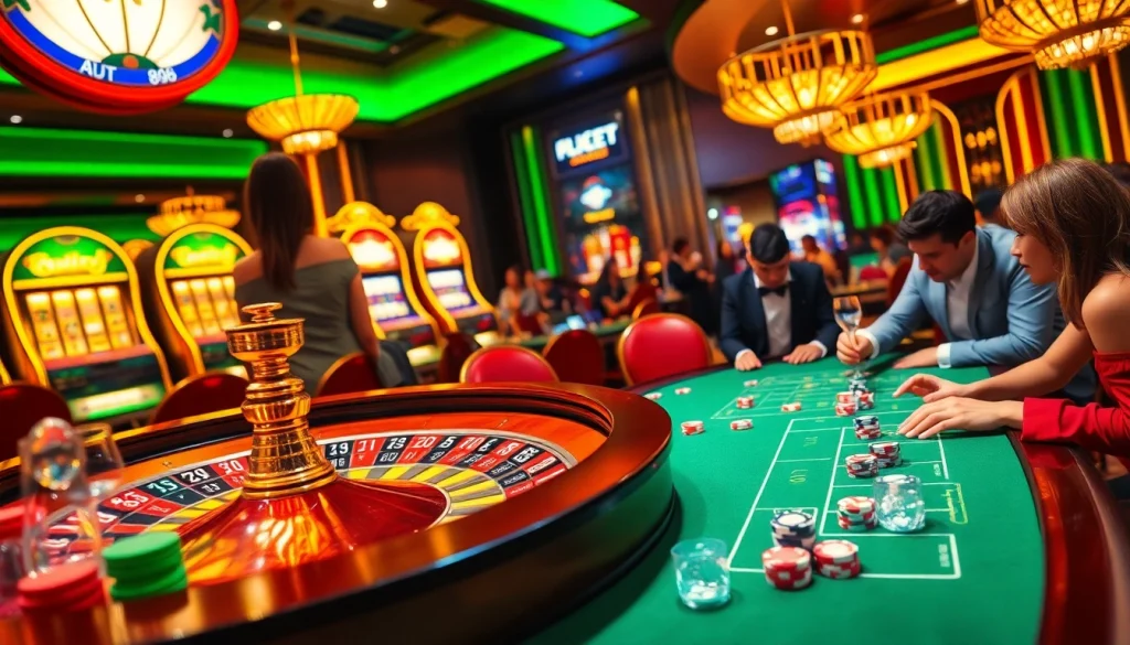 Experience the thrill of BJ 888 with players engaged at a vibrant casino table.