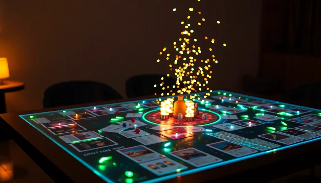 Descubra os melhores jogos de cassino com esta mesa repleta de fichas e cartas vibrantes.