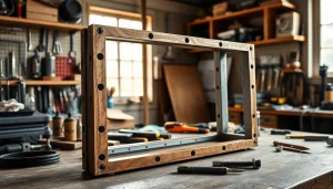 Build quality of pf940v2 frame only displayed on a workbench, highlighting craftsmanship and detail.