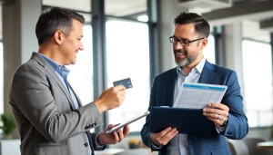 카드현금화에 대해 상담하는 전문가와 고객의 모습입니다.