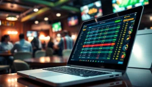 Explore online sportsbooks Oklahoma options while engaging with enthusiastic sports fans at a lively bar.