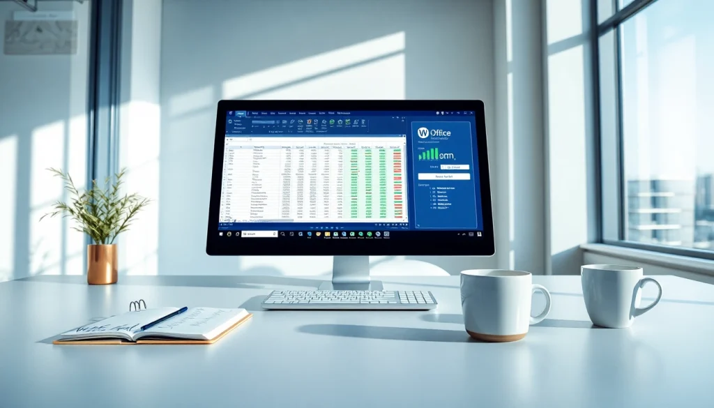 WPS Office 软件在现代化、专业的办公环境中展示。