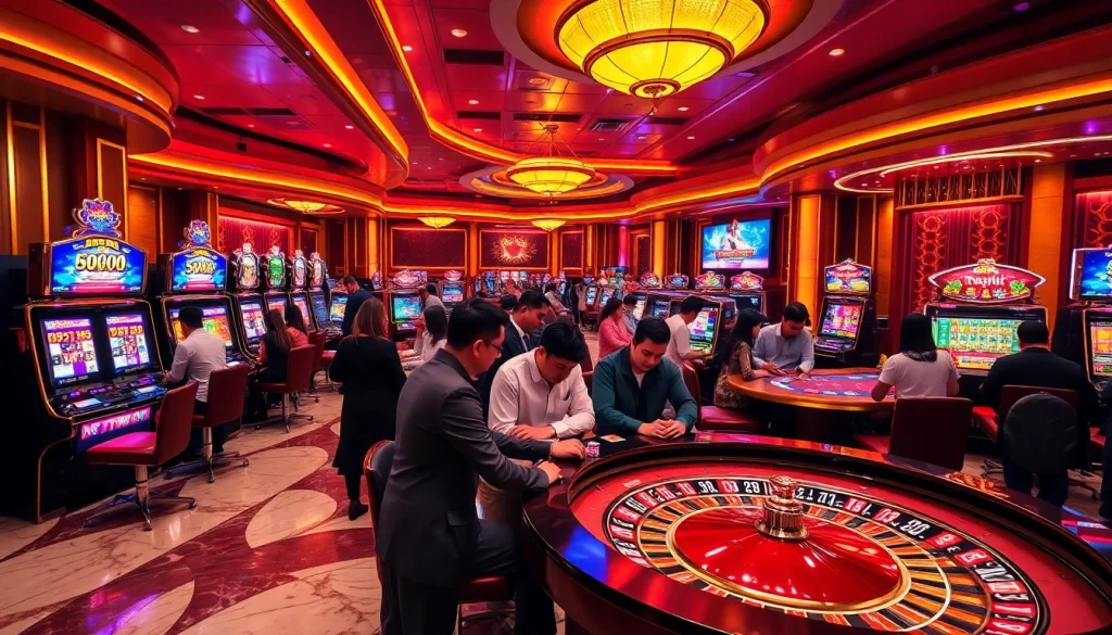 Catching the excitement of online gaming at https://rr888.in.net/ with vibrant casino visuals featuring slot machines and roulette.