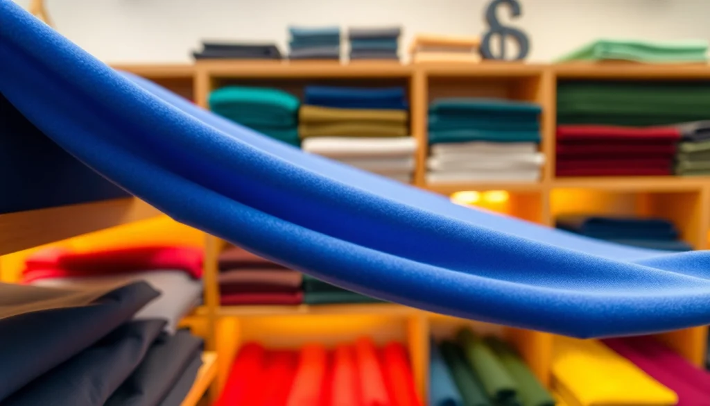 Hoogwaardige jersey stof prachtig gepresenteerd in een stijlvol stoffenwinkeltje.