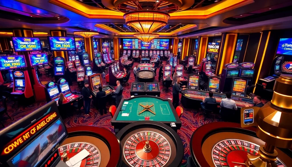 Experience the luxury of gambling at Trang Chủ OKFUN with vibrant casino tables and exciting slot machines.