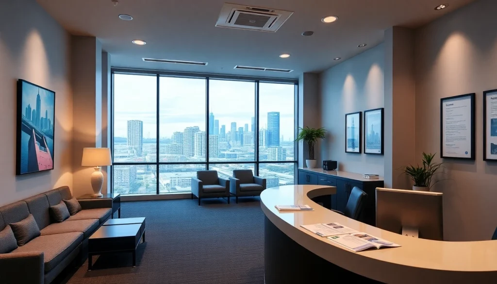 Migration agent in Brisbane welcoming clients in a modern office setting.